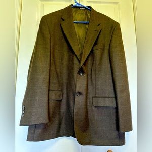 Oscar de la Renta Wool Cashmere Brown Light Plaid Men’s Blazer Size 44R